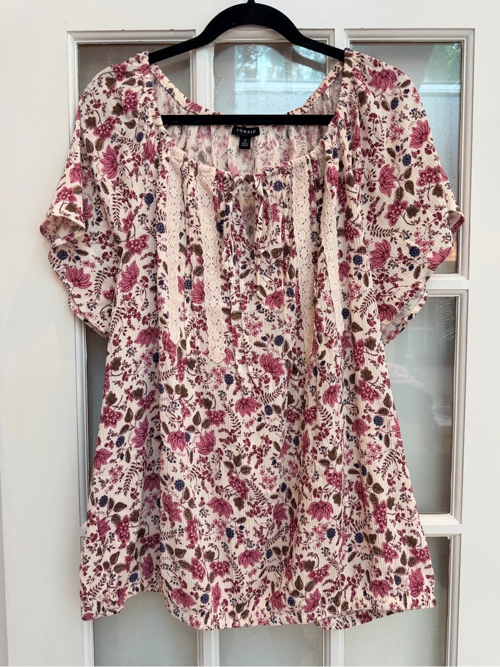 Torrid Cottagecore Crinkle Gauze Flutter Sleeve Feminine Floral Top Size Large L - Picture 13 of 14